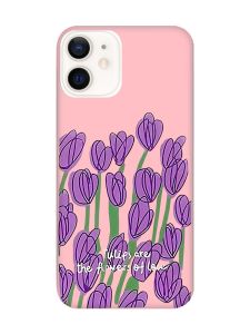 Матовий рожевий чохол на Apple iPhone 12 / 12 Pro (6.1) Тюльпани (принт 265)
