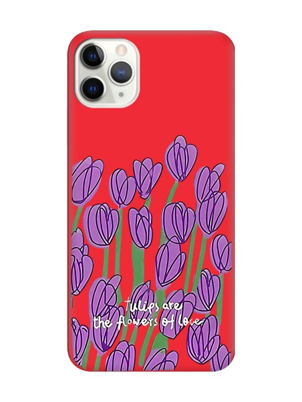 Матовий червоний чохол на iPhone 11 Pro Max (6.5) Тюльпани (принт 265)