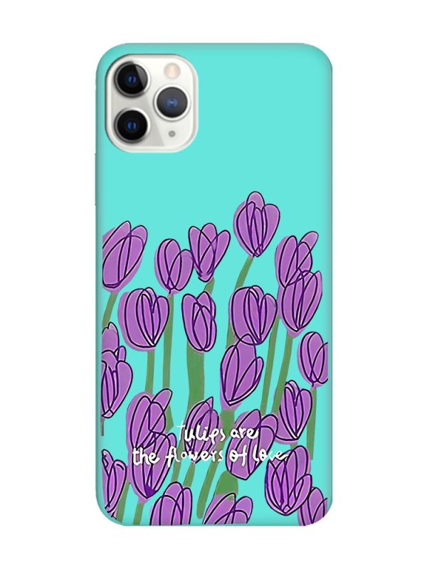 Матовий бірюзовий чохол на iPhone 11 Pro Max (6.5) Тюльпани (принт 265)