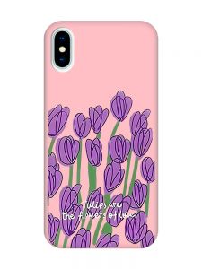 Матовий рожевий чохол на iPhone X / Xs Тюльпани (принт 265)