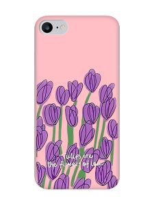 Матовий рожевий чохол на iPhone 7 / 8 Тюльпани (принт 265)