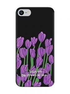 Матовий чорний чохол на iPhone 7 / 8 Тюльпани (принт 265)