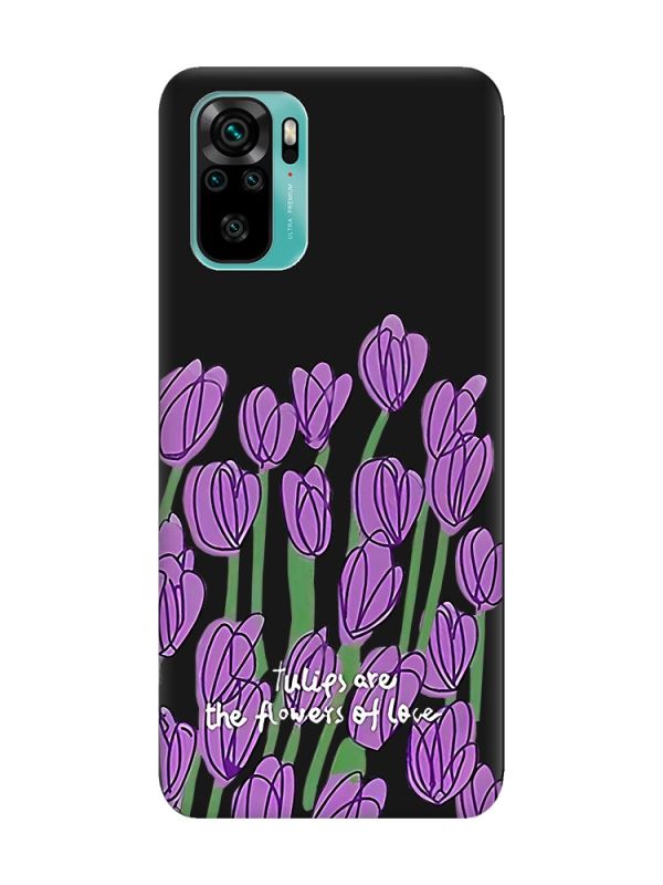 Матовий чорний чохол на Xiaomi Redmi Note 10 / Note 10s Тюльпани (принт 265)