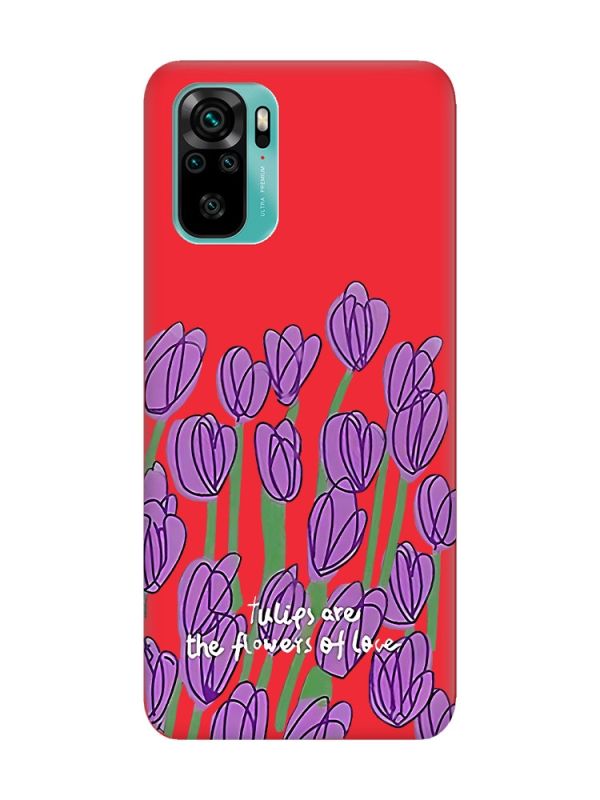 Матовий червоний чохол на Xiaomi Redmi Note 10 / Note 10s Тюльпани (принт 265)
