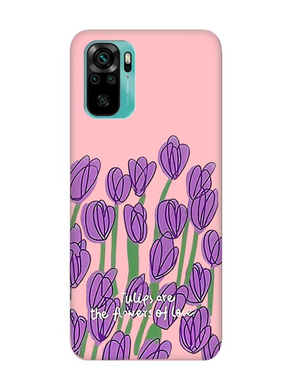Матовий рожевий чохол на Xiaomi Redmi Note 10 / Note 10s Тюльпани (принт 265)
