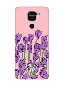 Матовий рожевий чохол на Xiaomi Redmi Note 9 Тюльпани (принт 265)