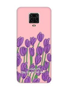 Матовий рожевий чохол на Xiaomi Redmi Note 9 Pro / 9S / 9 Pro Max Тюльпани (принт 265)