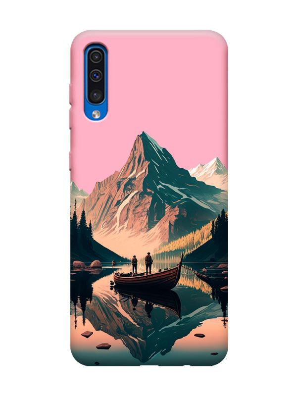 Матовий рожевий чохол на Samsung Galaxy A50 (2019) A505 :: Човен. Пейзаж (принт 246)