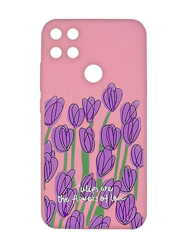 Матовий рожевий чохол на Xiaomi Redmi 10C Тюльпани (принт 265)