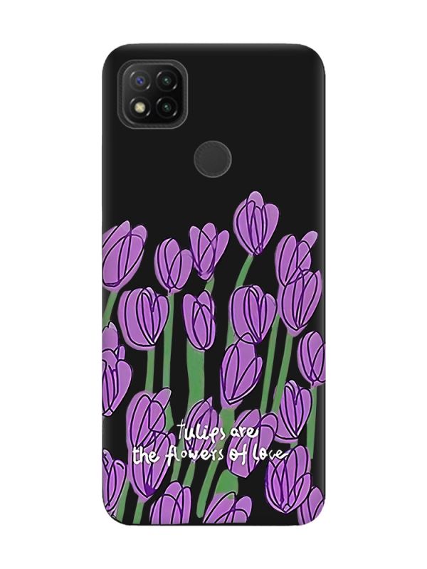 Матовий чорний чохол на Xiaomi Redmi 9C / 10A Тюльпани (принт 265)