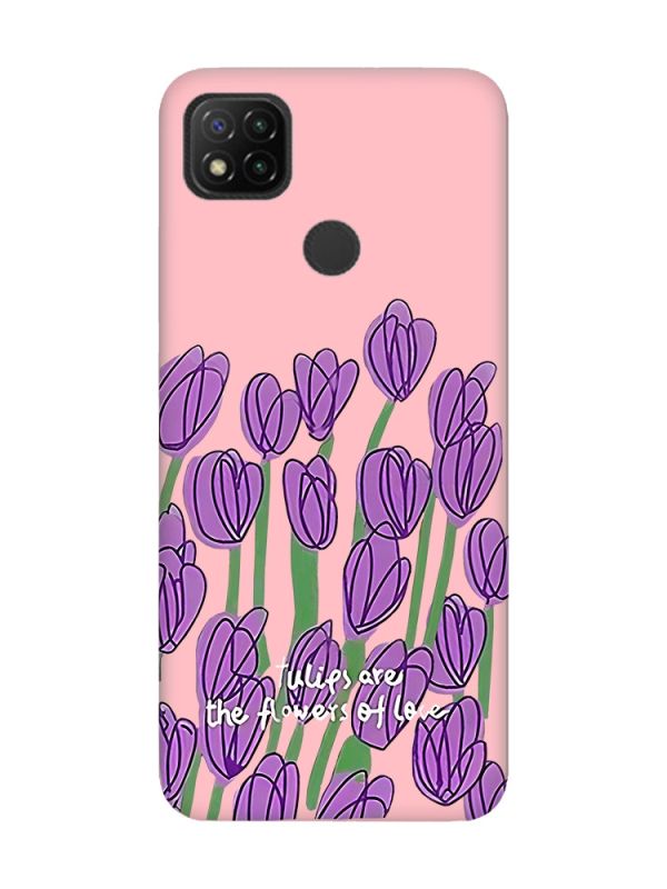 Матовий рожевий чохол на Xiaomi Redmi 9C / 10A Тюльпани (принт 265)