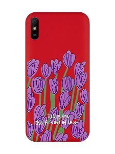 Матовий червоний чохол на Xiaomi Redmi 9A Тюльпани (принт 265)