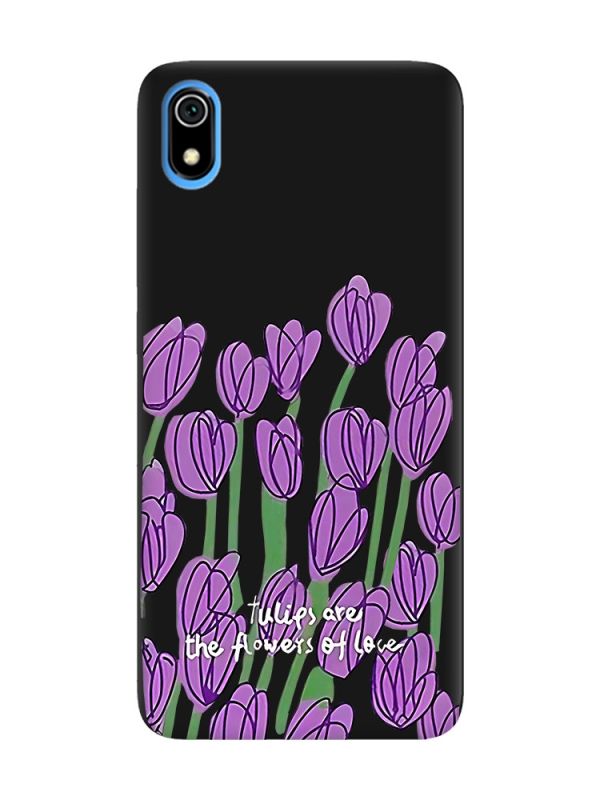 Матовий чорний чохол на Xiaomi Redmi 7A Тюльпани (принт 265)
