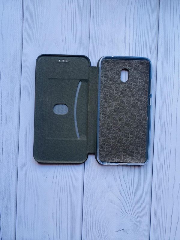 Чохол-книжка з малюнком для Xiaomi Redmi 8A Чорний; Лама біла (принт 94)