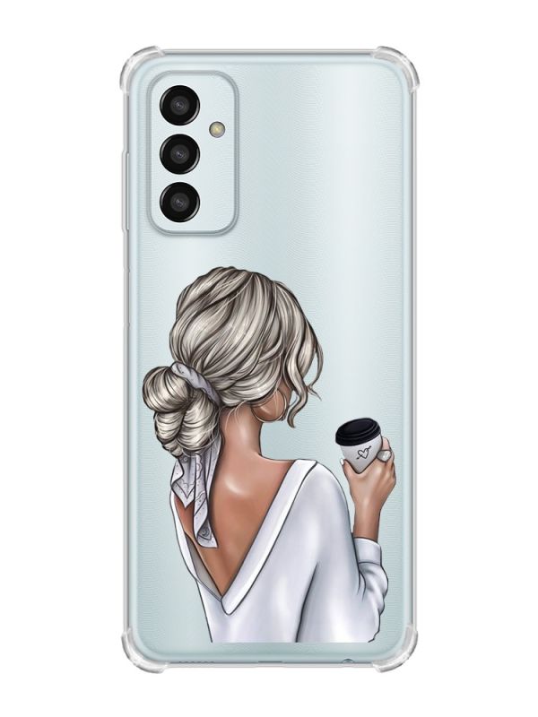 Чохол із потовщеними кутами на Samsung Galaxy M13 4G Дівчина з латте (принт 227)