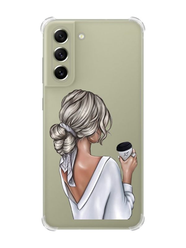 Чохол із потовщеними кутами на Samsung S21 FE Дівчина з латте (принт 227)