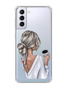 Чохол з потовщеними кутами на Samsung Galaxy S21 Plus Дівчина з латте (принт 227)