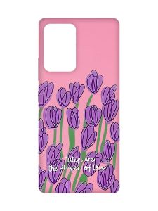 Матовий рожевий чохол на Samsung Galaxy A52 Тюльпани (принт 265)