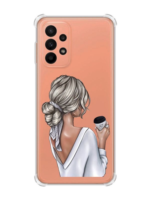 Чохол з потовщеними кутами на Samsung Galaxy A23 Дівчина з латте (принт 227)
