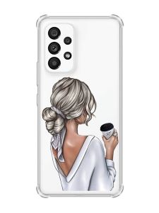 Чохол з потовщеними кутами на Samsung Galaxy A53 Дівчина з латте (принт 227)