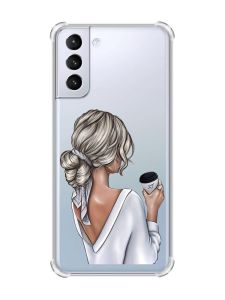 Чохол з потовщеними кутами на Samsung Galaxy S21 (G991) Дівчина з латте (принт 227)