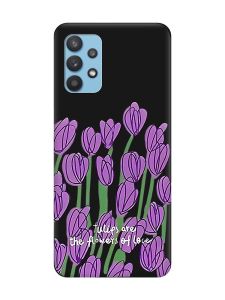 Матовий чорний чохол на Samsung Galaxy A32 Тюльпани (принт 265)