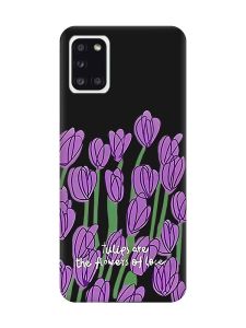 Матовий чорний чохол на Samsung Galaxy A31 Тюльпани (принт 265)