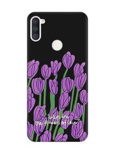 Матовий чорний чохол на Samsung Galaxy A11 Тюльпани (принт 265)