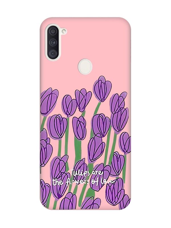 Матовий рожевий чохол на Samsung Galaxy A11 Тюльпани (принт 265)
