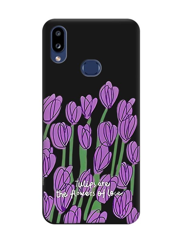 Матовий чорний чохол на Samsung Galaxy A10ѕ A107 Тюльпани (принт 265)