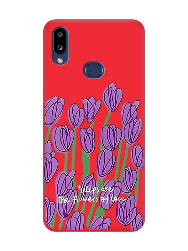 Матовий червоний чохол на Samsung Galaxy A10ѕ A107 Тюльпани (принт 265)