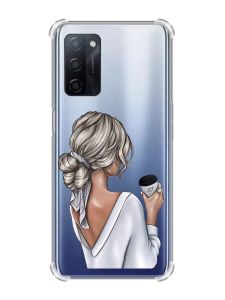 Чохол з потовщеними кутами на Oppo A55 Дівчина з латте (принт 227)