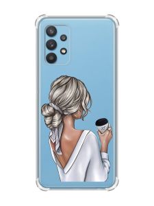 Чохол з потовщеними кутами на Samsung Galaxy A32 Дівчина з латте (принт 227)