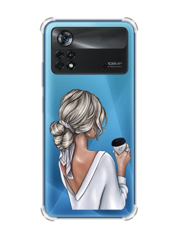 Чохол з потовщеними кутами на Xiaomi Poco X4 Pro 5G Дівчина з латте (принт 227)