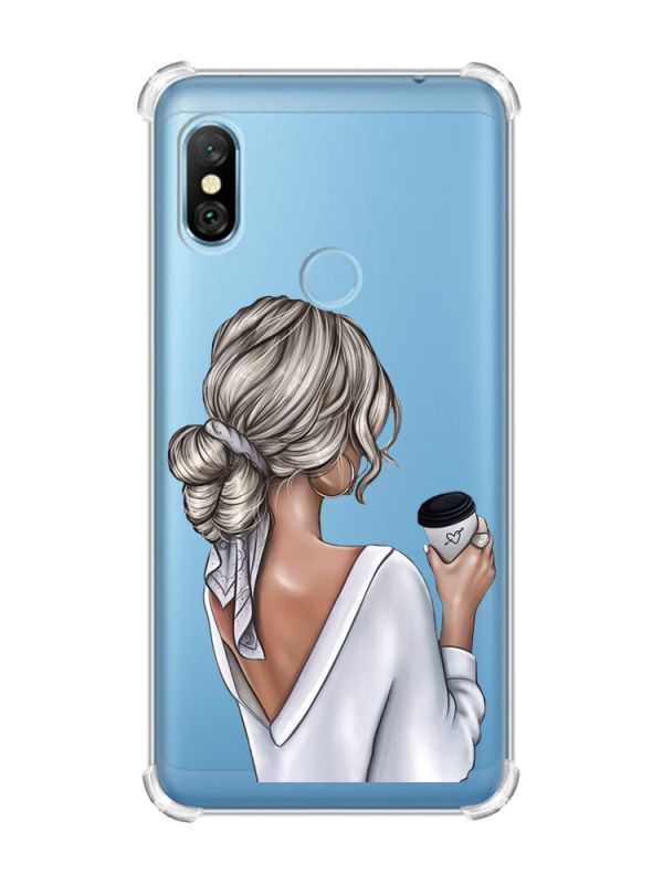 Чохол з потовщеними кутами на Xiaomi Redmi Note 6 Pro Дівчина з латте (принт 227)