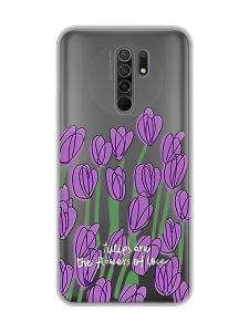 Прозорий чохол на Xiaomi Redmi 9 Тюльпани (принт 265)