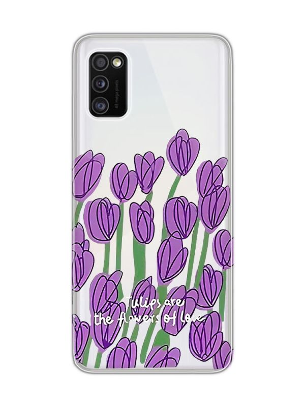 Прозорий чохол на Samsung Galaxy A41 Тюльпани (принт 265)