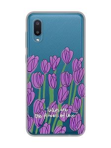 Прозорий чохол на Samsung Galaxy A02/A022 (2021) Тюльпани (принт 265)
