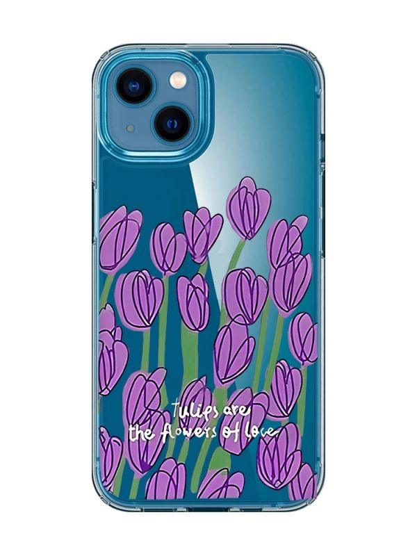 Прозорий чохол для iPhone 13 mini Тюльпани (принт 265)