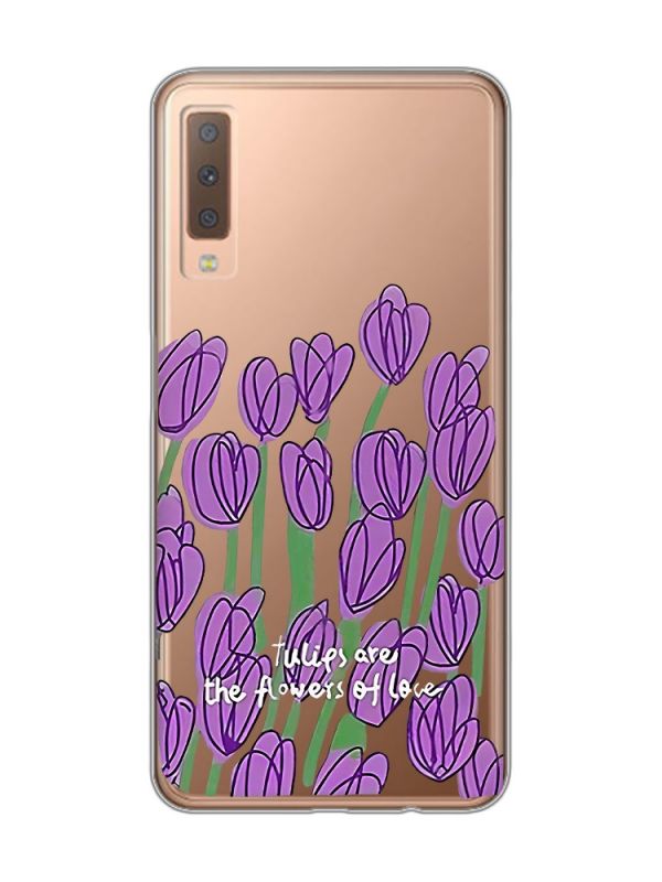 Прозорий чохол на Samsung Galaxy A7(2018) A750 Тюльпани (принт 265)
