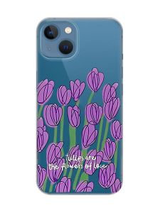 Прозорий чохол на Apple iPhone 13 Тюльпани (принт 265)