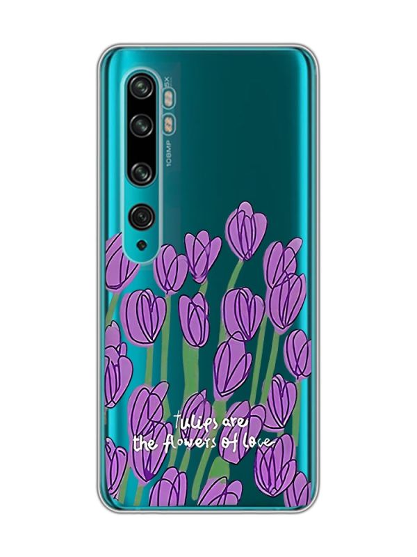 Прозорий чохол на Xiaomi Mi Note 10/Note 10 Pro Тюльпани (принт 265)