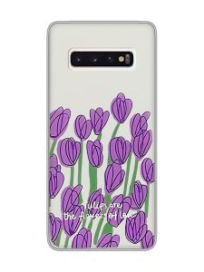 Прозорий чохол на Samsung Galaxy S10 Тюльпани (принт 265)