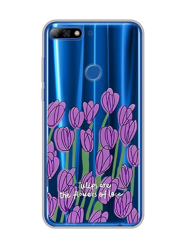Прозорий чохол на Huawei Y7 2018 / Y7 prime 2018 Тюльпани (принт 265)
