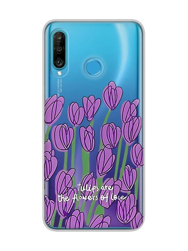 Прозорий чохол на Huawei P30 Lite Тюльпани (принт 265)
