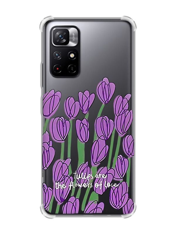 Чохол з потовщеними кутами на Xiaomi Redmi Note 11 5G :: Тюльпани (принт 265)