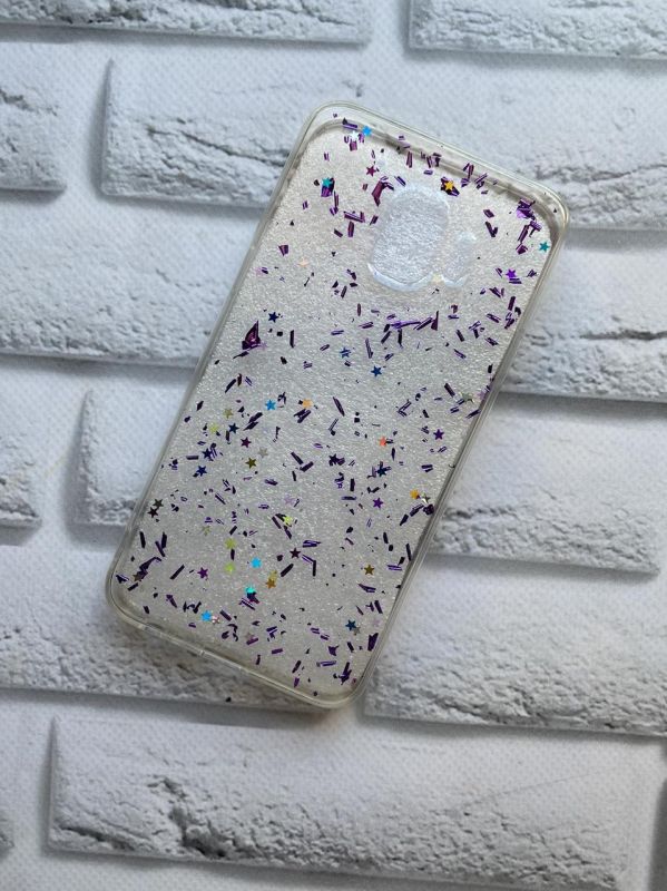Силіконовий прозорий чохол із зірочками для Samsung Galaxy J2 Core Фіолетовий