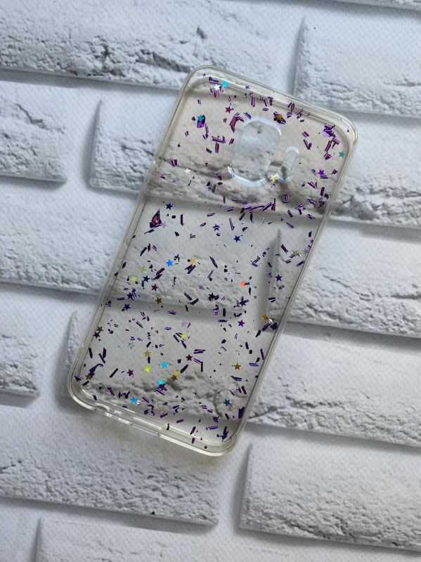 Силіконовий прозорий чохол із зірочками для Samsung Galaxy J2 Core Фіолетовий