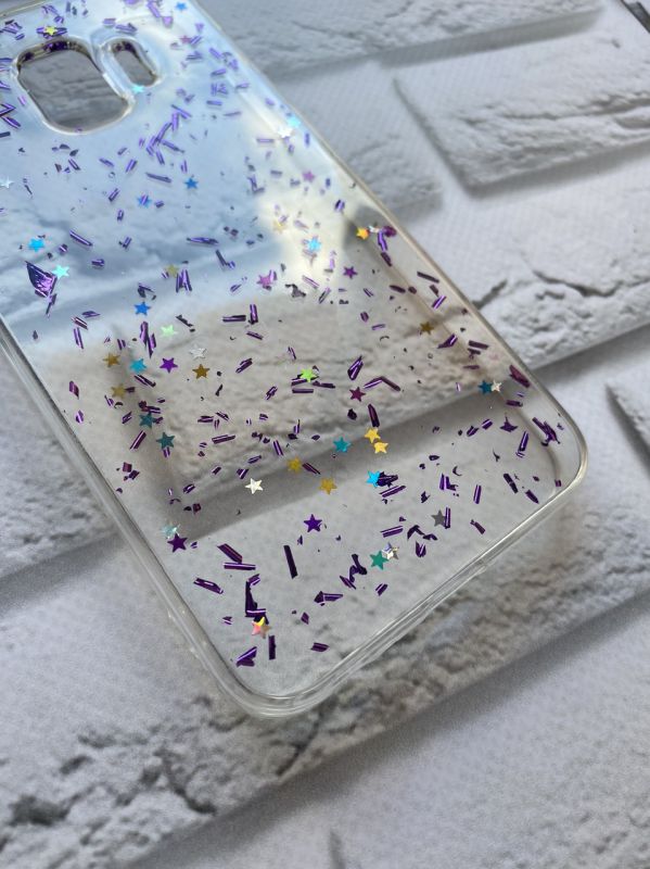 Силіконовий прозорий чохол із зірочками для Samsung Galaxy J2 Core Фіолетовий