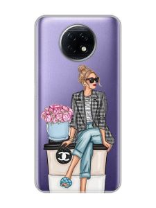 Прозорий чохол на Xiaomi Redmi Note 9T/Redmi Note 9 5G :: Дівчина на каві (принт 228)